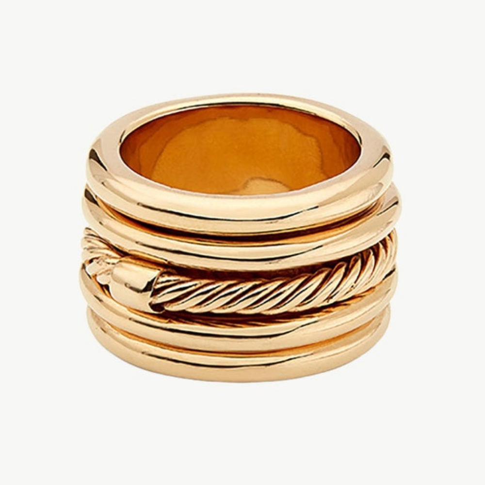 SOKO Uzi Spinner Statement Ring 24K Gold Plated, Size 8